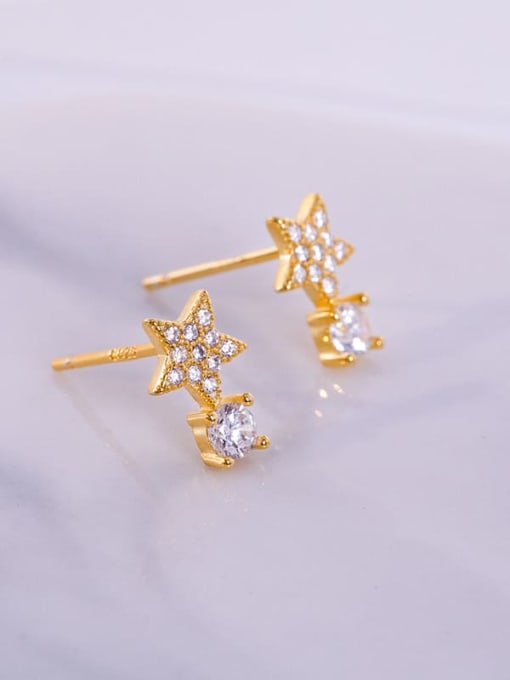ES1556 [Gold] 925 Sterling Silver Cubic Zirconia Star Dainty Cluster Earring